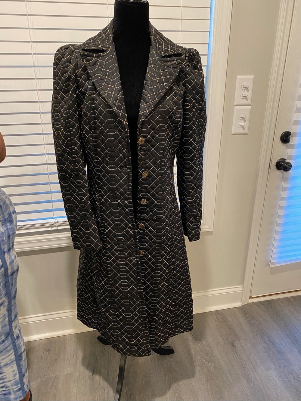 Betsy Johnson Vintage Women’s Black Geometric Trench Coat